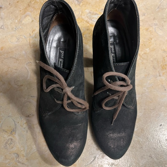 Paul Green Lace Up Brown Metallic Suede Booties - Picture 3 of 10